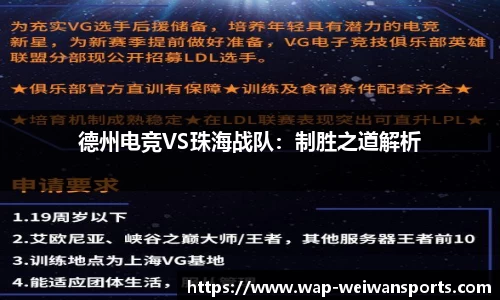 德州电竞VS珠海战队：制胜之道解析